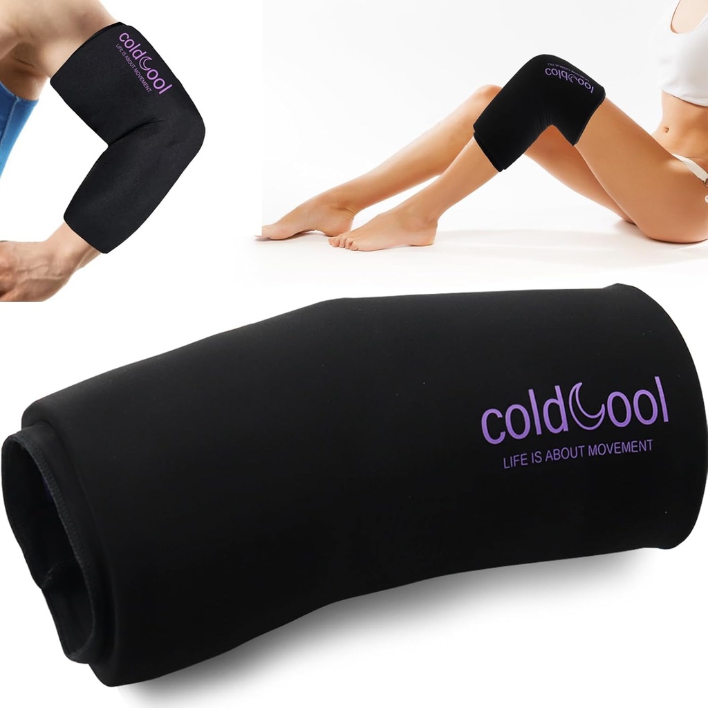Coldcool Knee Ice Pack Wrap pour les blessures, gel réutilisable Cold Packs Brace 360° Compresse Manche pour Elbow, Ankle & Calf - Récupération flexible d'enveloppes froides pour Meniscus, ACL, MCL Pain Relief.
