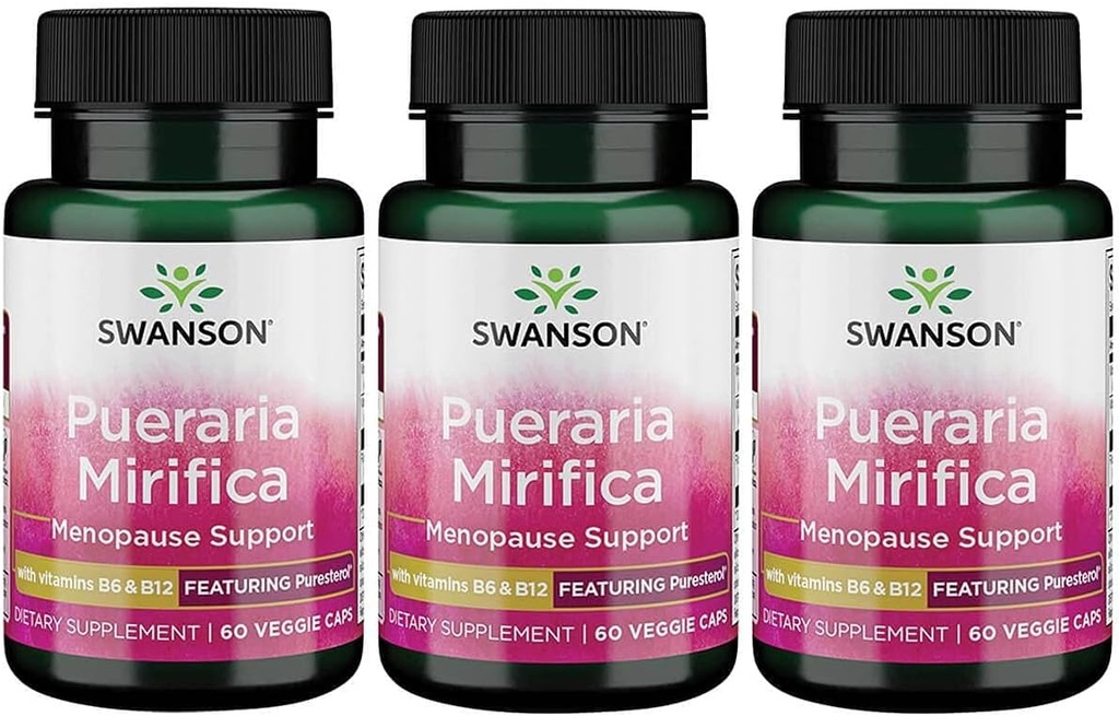 Swanson Pueraria Mirifica avec B6'&' B12 - Avec Puresterol 60 Veg Caps 3 Pack