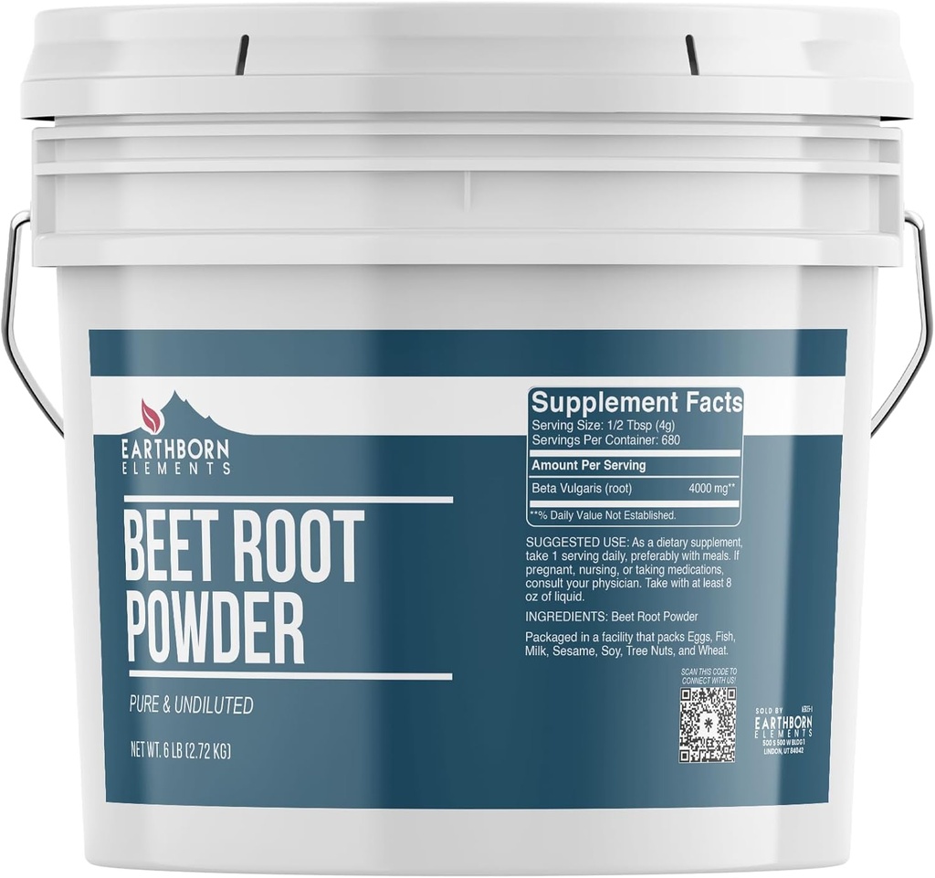 Earthborn Elements Beet Root Powder 1 Gallon Bucket, Pure & Undiluted, Smoothies & Shakes