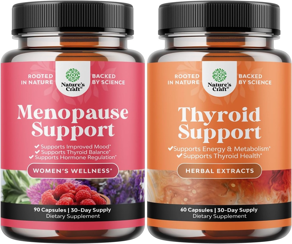 Ensemble complet de complément à la ménopause à base de plantes pour les femmes pour les sueurs nocturnes Mood et plus avec Dong Quai Vitex Chaste Berry and Herbal Thyroïde Support Complexe Mood Enhancer supplément à l'énergie pour Thyroïde
