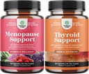 Ensemble complet de complément à la ménopause à base de plantes pour les femmes pour les sueurs nocturnes Mood et plus avec Dong Quai Vitex Chaste Berry and Herbal Thyroïde Support Complexe Mood Enhancer supplément à l'énergie pour Thyroïde