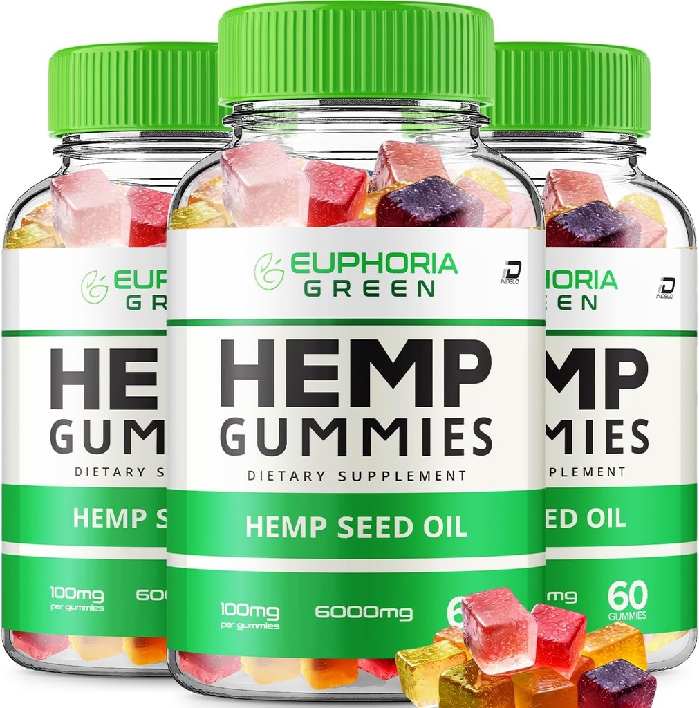 Gommies de chanvre vert d'Euphorie - avec extrait de graine de chanvre d'Euphorie Gommies de chanvre vert Supplément à base de plantes acouphènes, soutien à la santé et au mieux-être, tout naturel Gommy de chanvre vert d'Euphorie (3 Pack - 180 Gommies)