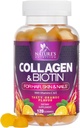 Gommies de collagène avec biotine de 2500mcg, vitamine C et zinc - Supplément de peptide de collagène hydrolysé de type 1 et 3 - Soutien avancé de la croissance des cheveux, de la peau et des ongles pour les femmes et les hommes, sans gluten, sans OGM - 120 Compte