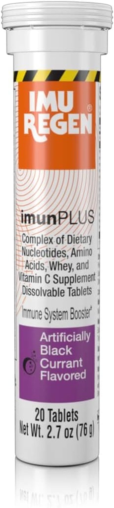 ImunPLUS - ATP Booster avec 5 nucléotides diététiques + 118 Oligopeptides + 17 acides aminés - Currant noir Saveur+ Vitamine C