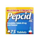 Pepcid AC Force maximale Comprimés de soulagement des brûlures d'estomac, la médecine OTC prévient et soulage les brûlures d'estomac en raison de l'indigestion acide, 20 mg Réducteur d'acide famotidine, action rapide, 75 Ct