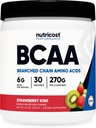 Nutricost BCAA Powder (Strawberry Kiwi, 30 Servings) - Optimal 2:1:1 Ratio