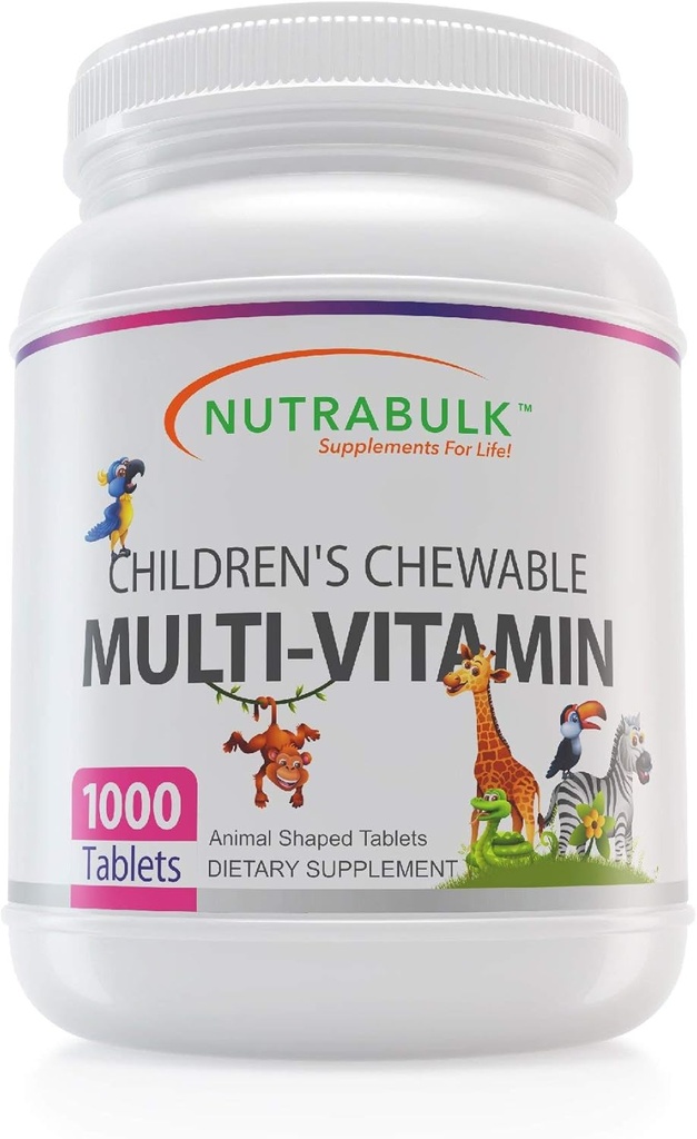Multivitamines à croquer pour enfants - Promouvoir le développement global des enfants - Fabriqué aux États-Unis, peut aider à soutenir l'Immune, les os, le cerveau et le bien-être général - Vegan & Gluten Free - 1000 comprimés de cerise