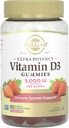 Solgar Vitamine D3 Gommies pour adultes 5 000IU Ultra Potency Vitamine Immune System Support pour les femmes et les hommes - Dégustation de fraise, Gummy sans gluten et gélatine, 2 mois d'approvisionnement, 60 portions, 2g de sucre