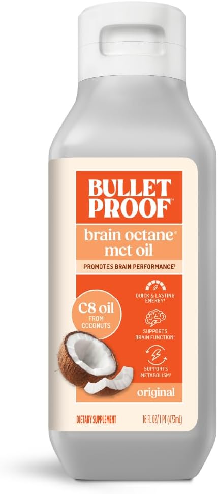 Obtention à l'épreuve des bulles d'huile de coco Octane C8 MCT, 16 onces, supplément kéto Premium pour l'énergie soutenue, le cerveau et le carburant corporel, sans saveur, ajouter au café et aux smoothies, emballage mai Vary