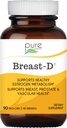 Breast D by Pure Essence - Supplément naturel pour l'équilibre œstrogène, l'acné hormonal et le soutien à la ménopause avec vitamine D3, calcium, thé vert et lycopène - 90 capsules