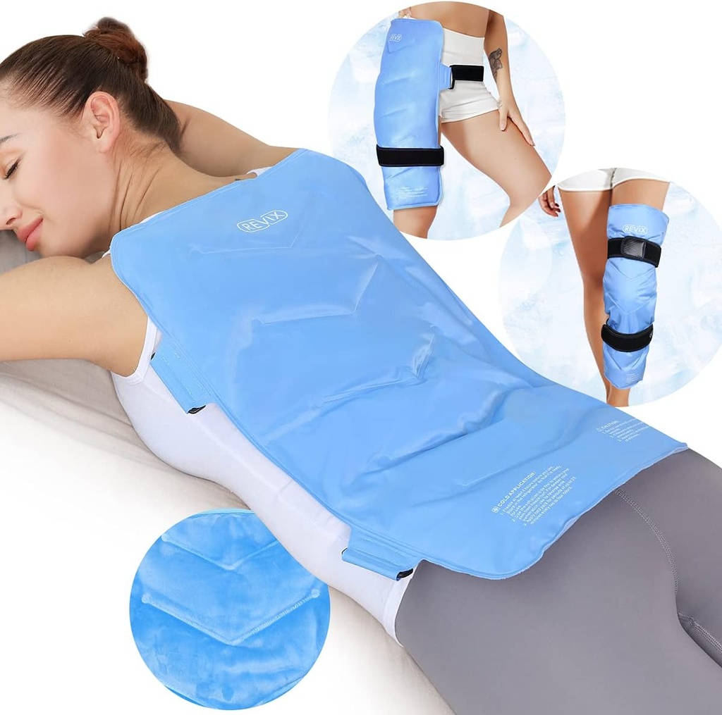 REFIX XXL Pack Ice Pack Wrap, Compresseur à froid en gel réutilisable pour le haut et le bas du dos, Pack Ice Flexible à long terme pour la fatigue musculaire, la douleur et la récupération post-entraînement
