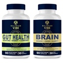 Ambiance équilibrée Cerveau + Gut Santé Axis de mémoire + Focus de mémoire + Gut Supplément de santé de Gut Support basé sur la plante pour la mémoire, Focus & Gut Inflammation Réponse de 90 capsules Chaque