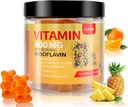 Vitamine B2 Gummies, Vitamine B2 Riboflavine Gummies 400mg avec Magnésium et Coq10, Anti-migraine et soulagement des maux de tête, pour les enfants et les adultes, 90 Gummies à croquer (1)
