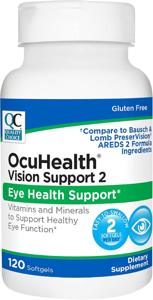 Choix de qualité Ocuhealth, Eye Health Vission Support 2 suppléments vitaminiques et minéraux Softgels, 120 bouteilles de comptage