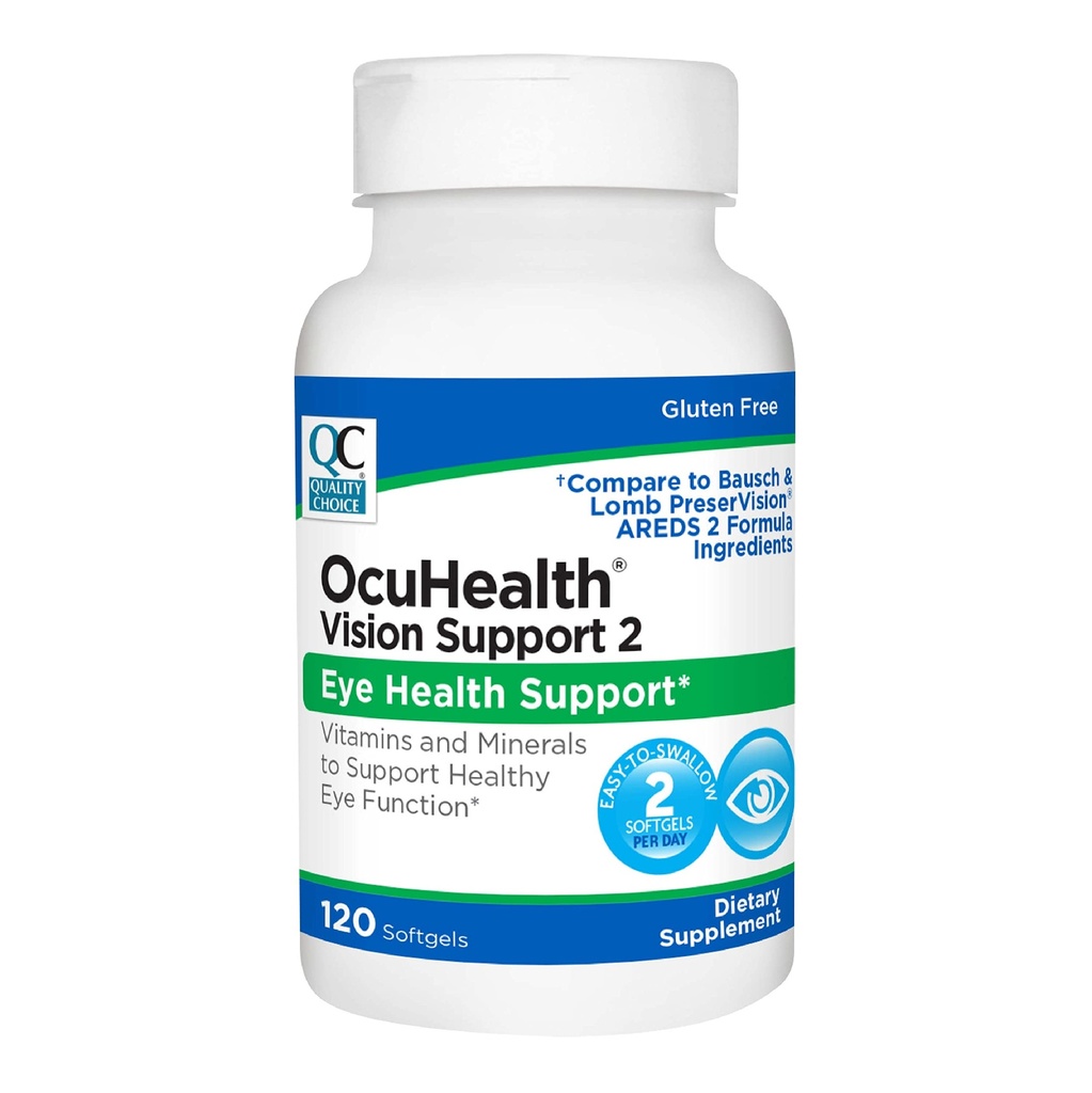 Quality Choice Ocuhealth, Eye Health Vission Support 2 Vitamin & Mineral Supplement Softgels, 120 Count Bottles