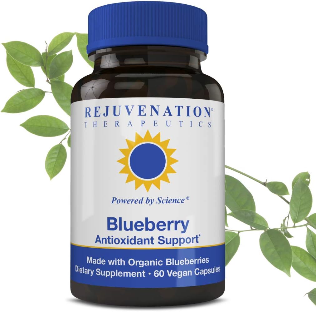 Rejuvenation Thérapeutique Extrait de bleuet biologique - puissant antioxydant pour la santé du cerveau - végétalien, sans gluten, sans riz, sans silice (60 capsules de végétalien, 350mg)