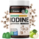 BIO KRAUTER Iodine Gummies - 60 Végétaliens Chews - 250 mcg Iodide de potassium - Supplément d'iode avec Zink de sélénium - Pommes, Pectines