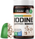 BIO KRAUTER Iodine Gummies - 60 Végétaliens Chews - 250 mcg Iodide de potassium - Supplément d'iode avec Zink de sélénium - Pommes, Pectines