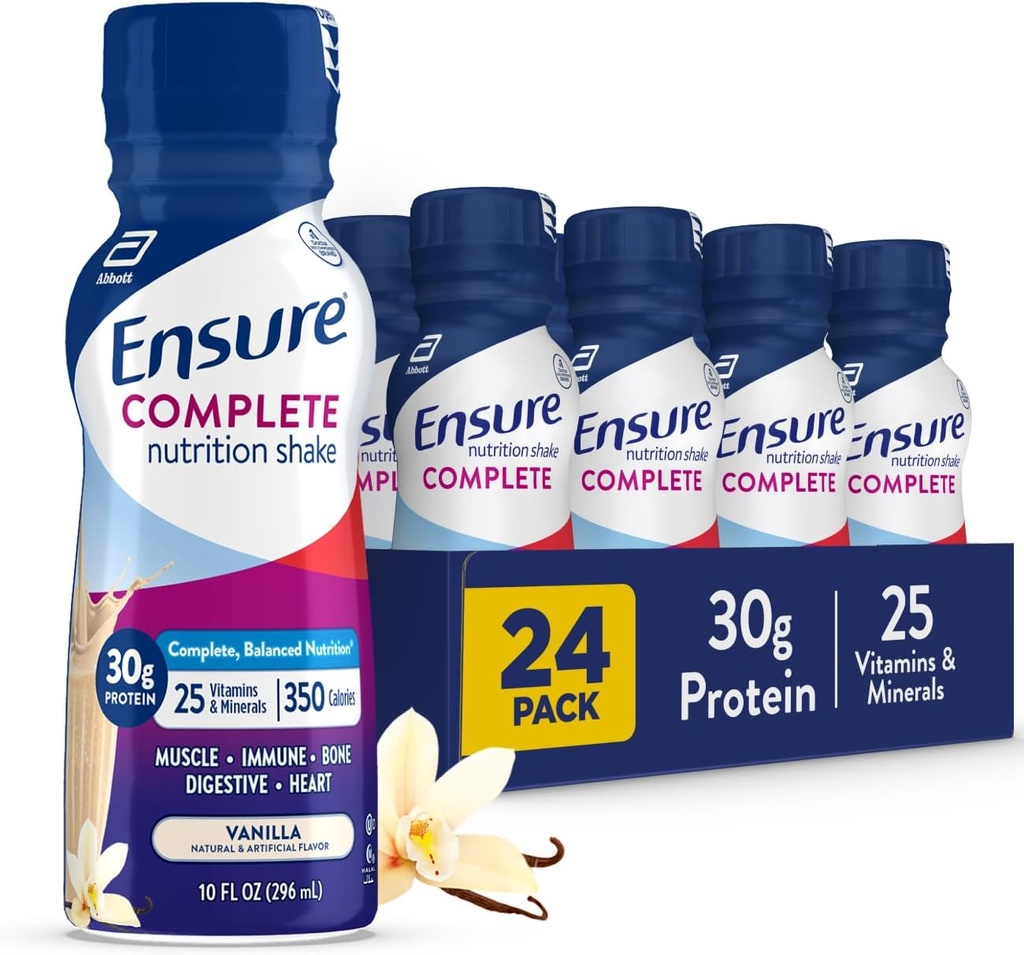 S'assurer que la nourriture de la vanille complète agite, complète, équilibrée, prête à boire, 30g de protéines, 25 vitamines et minéraux, 10 fl oz—24 Pack
