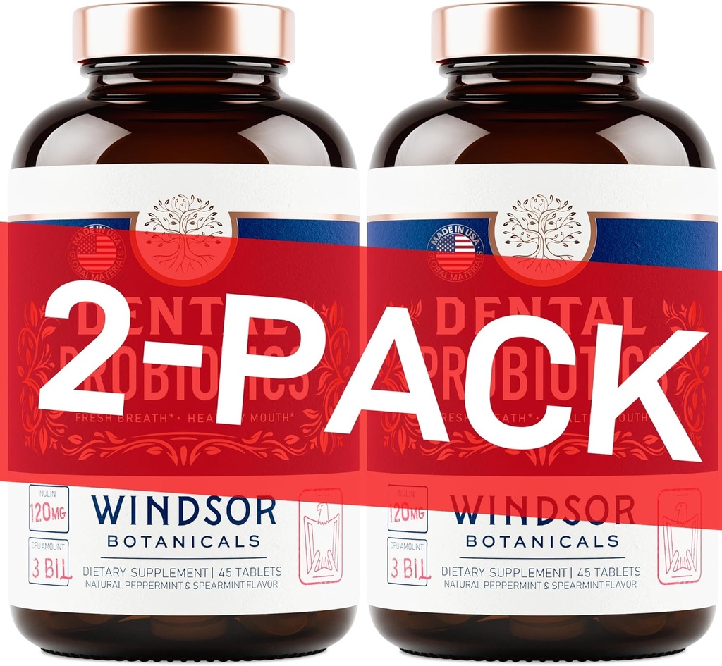 Probiotiques oraux pour les dents et les gencives - 3BN CFU Lactobacillus Salivarius, Paracasei, K12 Pro B, Probiotiques dentaires d'inuline pour mauvais traitement respiratoire, Gum Health - 90 Meilleurs comprimés de menthe probiotiques oraux pour la respiration