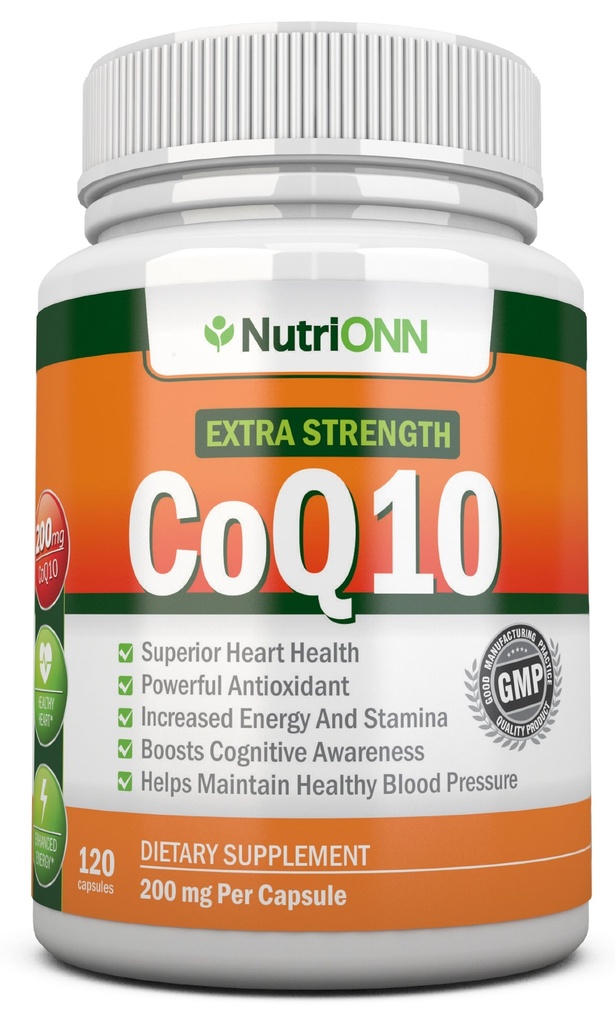 CoQ10 200mg (double résistance), 120 Capsules - Coenzyme d'absorption élevée Q10 - Prouvé scientifiquement de force supplémentaire CoQ10 Ubiquinone - 4 mois d'approvisionnement