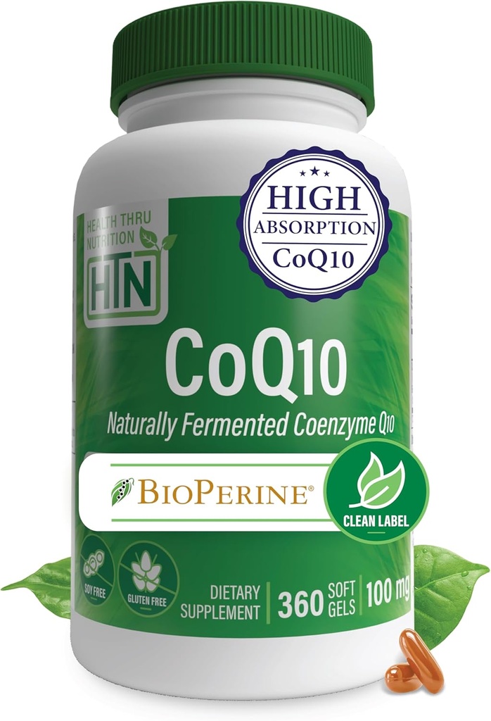 Santé Thru Nutrition CoQ-10 100mg avec BioPerine 360 Softgels.