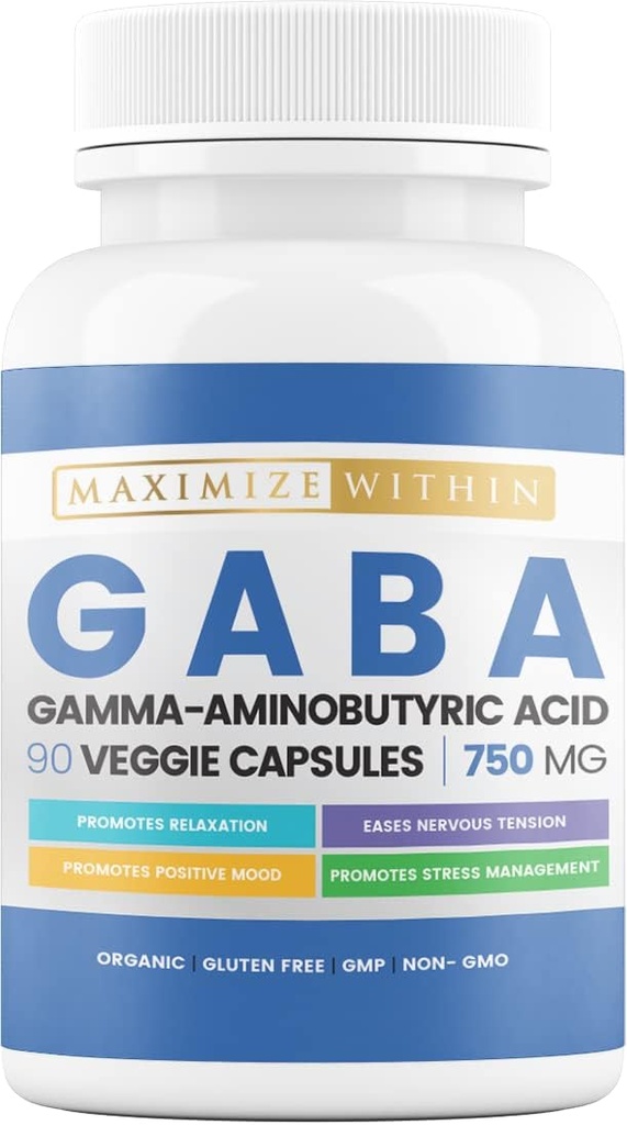 Maximum GABA mince (acide gamma-aminobutyrique) 750mg, soutien des neurotransmetteurs*