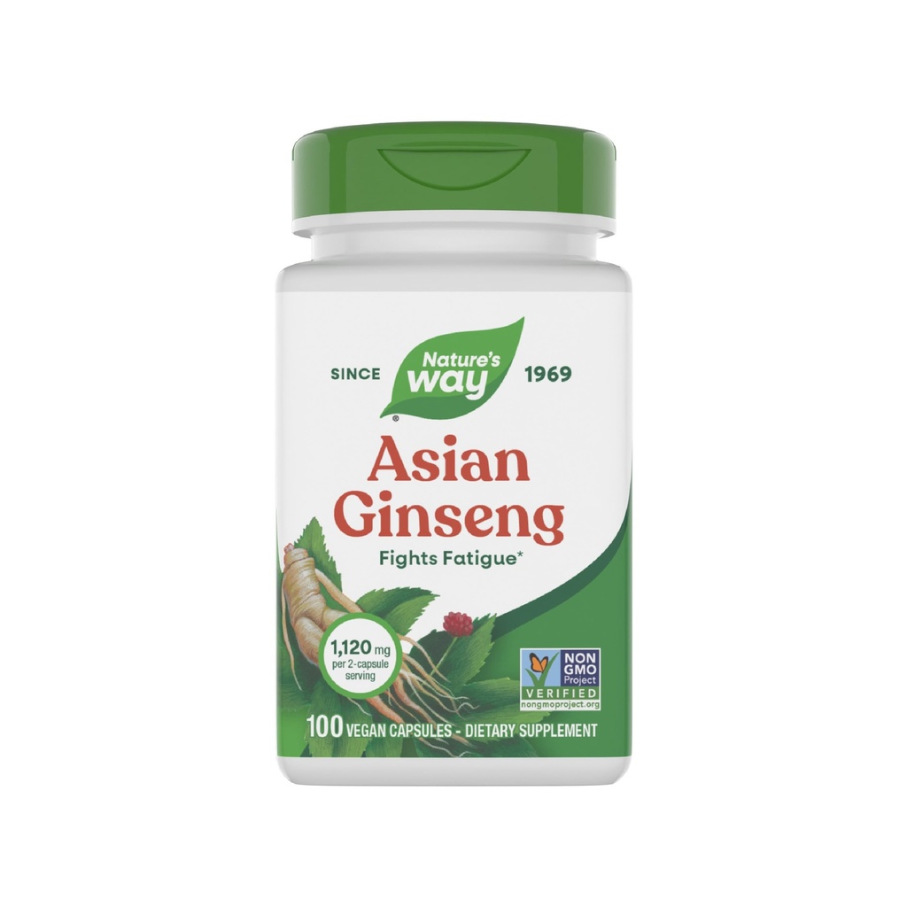 Nature's Way Asian Ginseng, Fights Fatigue*, 1 120mg Par 2-capsules portion, Projet non OGM vérifié, végétalien, 100 capsules (paquetage May Vary)