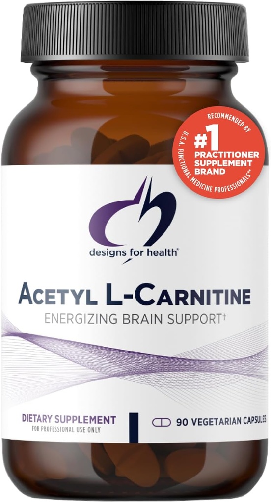 Designs for Health Acetyl L-Carnitine Capsules 800mg - Soutien Cerveau Energisant - Supplément HCl acétyl L-Carnitine non-OGM, Végétarien acétyle (90 capsules)