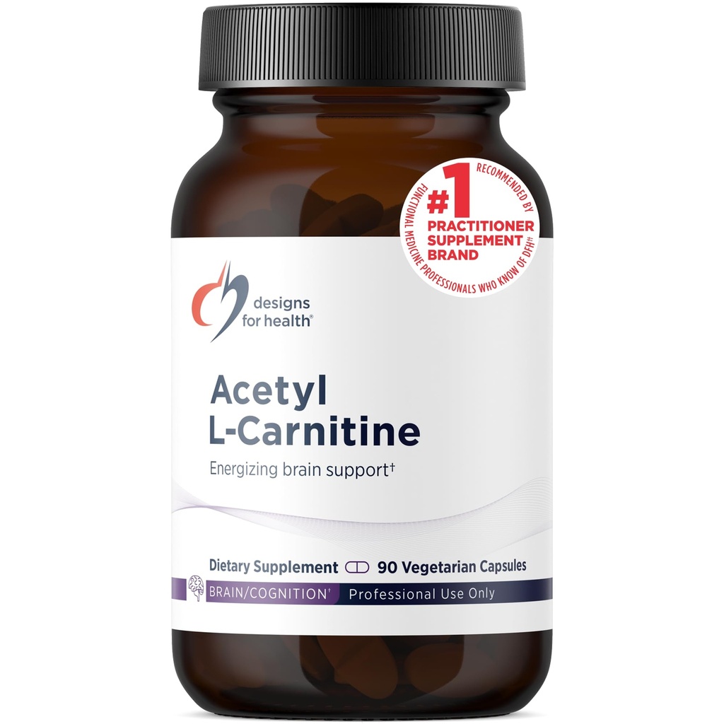 Designs for Health Acetyl L-Carnitine Capsules 800mg - Soutien Cerveau Energisant - Supplément HCl acétyl L-Carnitine non-OGM, Végétarien acétyle (90 capsules)