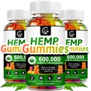 (3 Pack) Gommies de chanvre haute puissance 600 000 extra-fort - Stress, Sommeil, Mood, Calme, Focus, Suppléments de relaxation, 100% extrait d'huile de chanvre naturel Gommies infusés, végétalien, non-OGM, sans gluten