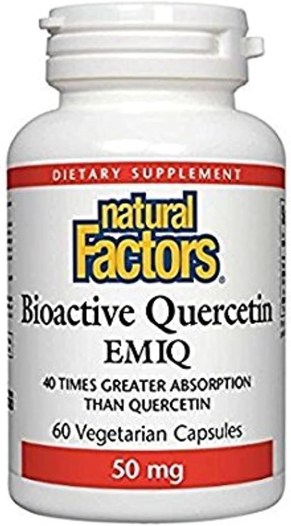 Facteurs naturels Bioactifs Quercetin EMIQ 50mg, 60 Capsules végétariennes