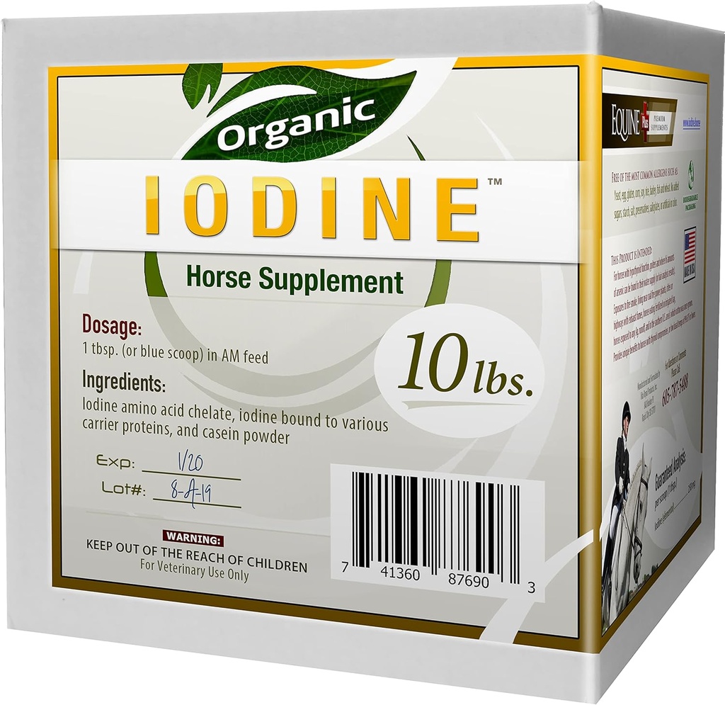 Iodine biologique 10 lbs. - Supplément nutritionnel pour chevaux, animaux - avec 18 acides aminés