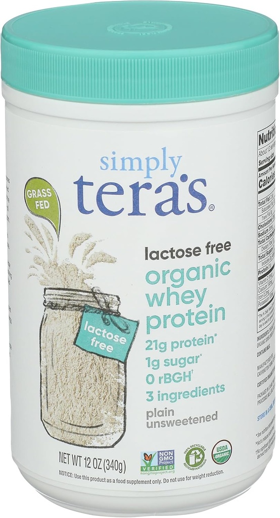 Simply Tera'S Organic Plain Lactose Free Whey Protein, 12 Oz