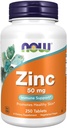 Now Foods Zinc (à partir de 405mg de gluconate de zinc), blanc, non aromatisé, comprimé, 250 Compte