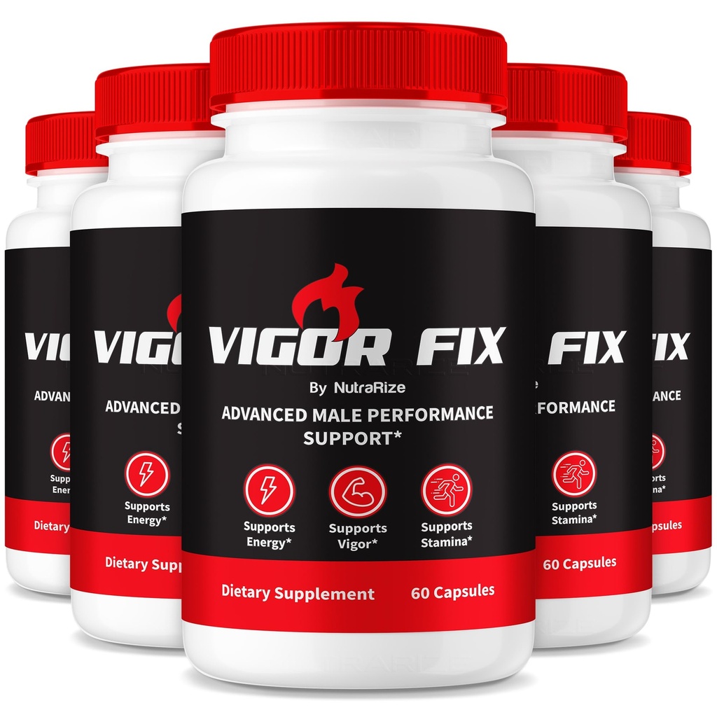 (5 Pack) Vigor Fix Male Supplement, VigorFix Pills pour les hommes, Nutrition quotidienne pour la santé et le bien-être globaux, Vigor Capsules de soutien fixes pour la confiance et l'énergie, Critiques (300 Capsules)