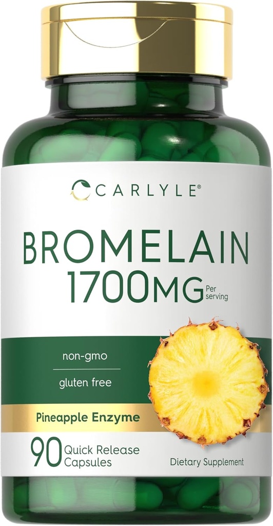 Carlyle Bromelain 1700 mg | 90 Capsules | Pineapple Enzyme Supplement | Non-GMO and Gluten Free