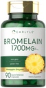 Carlyle Bromelain 1700 mg ,90 Capsules , Supplément enzymatique ananas , sans OGM et sans gluten