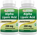 Meilleurs acides alpha lipoïques naturels 200 Mg 120 Capsules (120 Nombre (paquet de 2))