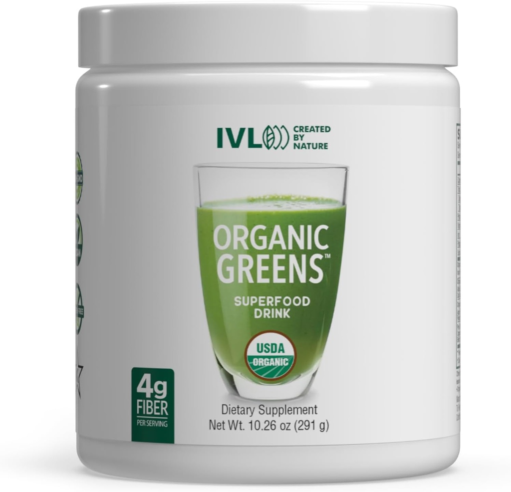 IVL - Verts organiques - Boissons bio Superfood - Charges d'antioxydants, de micronutriments, de prébiotiques et de probiotiques - pour le soutien immunitaire, la santé digestive - Grand goût (1 paquet, 30 portions)