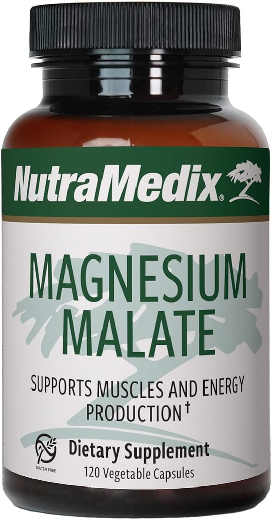 NutraMedix Malate de magnésium - Soutien osseux, articulaire et musculaire - Absorption accrue - Supplément de soutien énergétique - Peut aider l'absorption de vitamine D (120 capsules végétariennes)