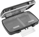 EZY DOSE Moisture-Proof Pill Case, Medicine Planner, Vitamin Organizer Box, Travel-Friendly, Latch-Closure to Secure Contents, 4 Individual Compartments of Multiple Sizes with Tight Seal, Small, Black