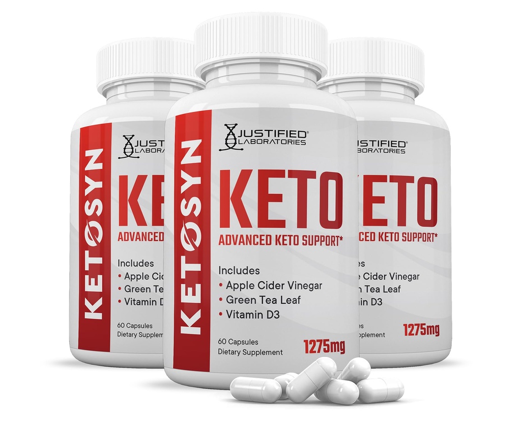 (3 Pack) Ketosyn Keto ACV Pills 1275MG Keto Support Blend Capsule Alternative à Keto ACV Gummies Formulé avec vinaigre de cidre de pomme extra vierge huile d'olive poudre verte Feuille de thé 180 Capsules