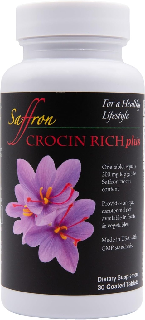CROCIN RICH Plus – Supplément de soutien au cerveau et à la mémoire avec 25 mg de crocin à haute pureté, le composé étudié cliniquement derrière le safran.