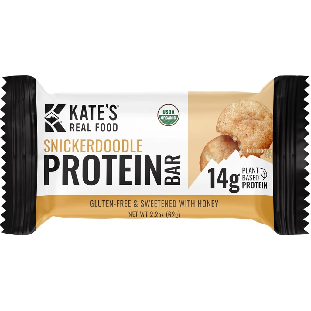 Barres de protéines organiques (Snickerdoodle, 2,2 oz, paquet de 12) – Barres de protéines à base de plantes - sans gluten, sans soja, sans OGM, grains entiers et tous naturels