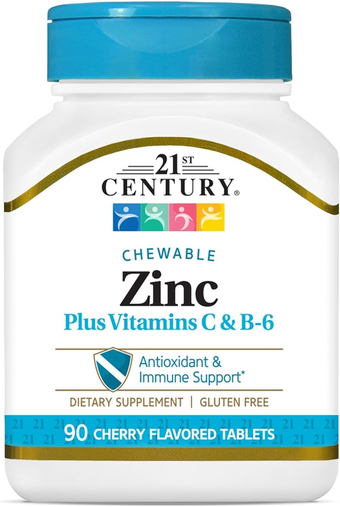 21st Century Zinc Chewable Wisc & B6 - Cerise, 90 comte