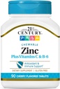 21st Century Zinc Chewable Wisc & B6 - Cerise, 90 comte