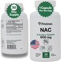 N-acétyl L-Cysteine de PRISTINE (NAC) 600MG 30 jours d'approvisionnement Potent Lung & Liver Immunity Complement Capsules antioxydantes - Soutien de l'humeur et de la santé mentale
