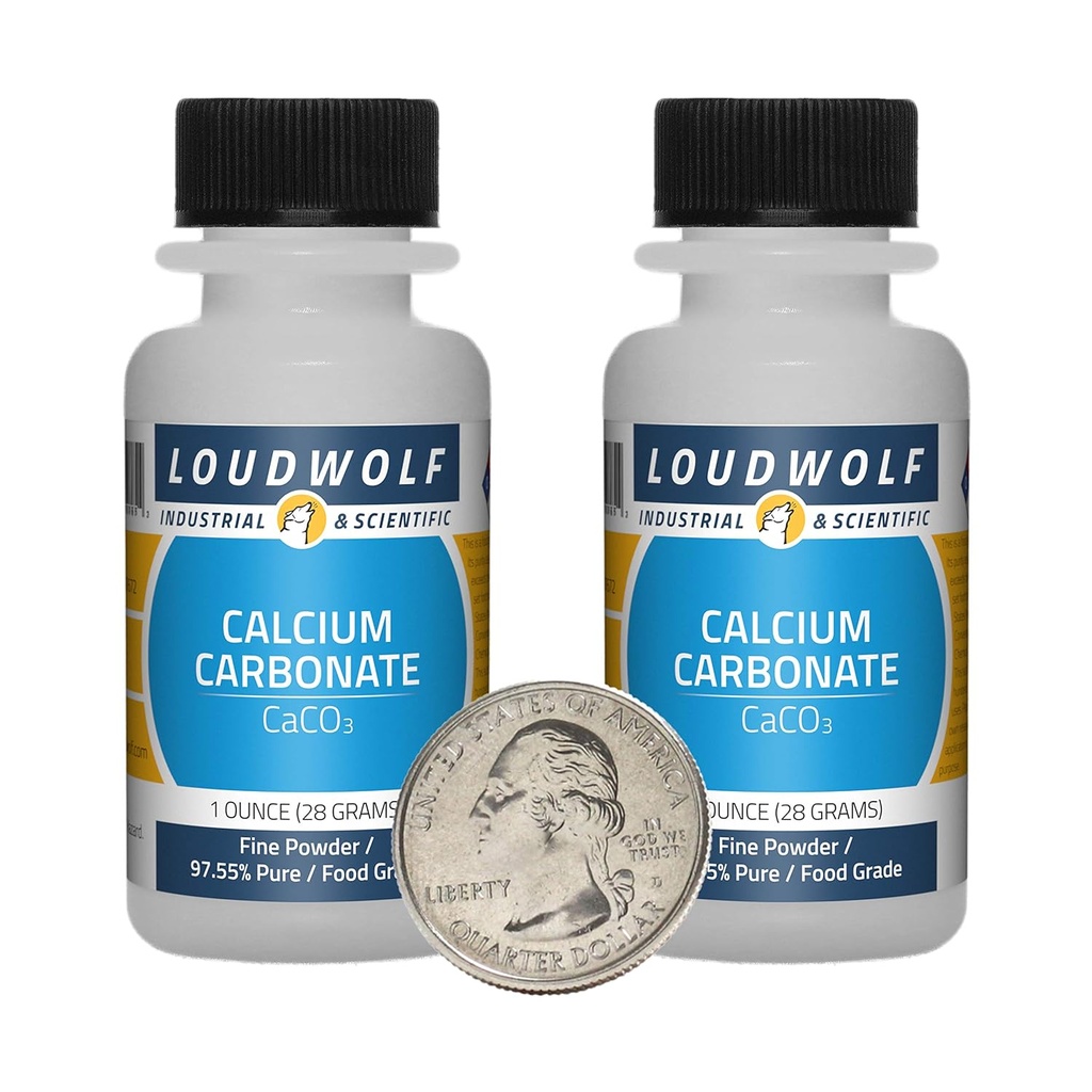 Carbonate de calcium / 2 onces / 2 bouteilles / 97,55 % de poudre d'aliments purs/fins