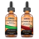 SBR Nutrition D3+K2 et B12 Bundle Vitamine D3K2 (MK7) gouttes liquides, menthe poivrée 1 oz.